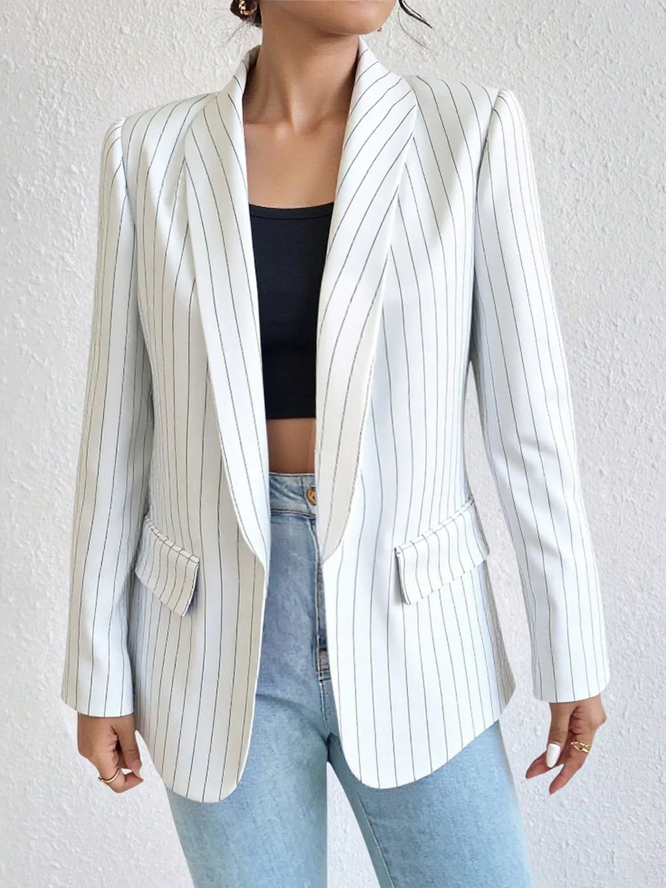 White Striped Women's Blazer